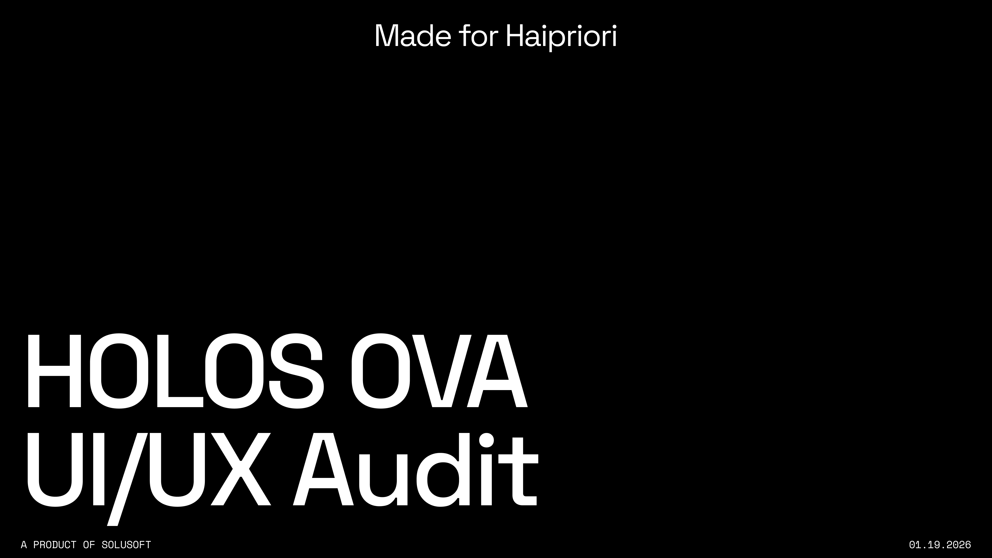 HOLOS OVA UI/UX audit preview